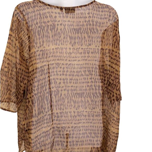 Avenue Sheer Brown Leopard Open Front Cover Up, 3X - Picture 6 of 7